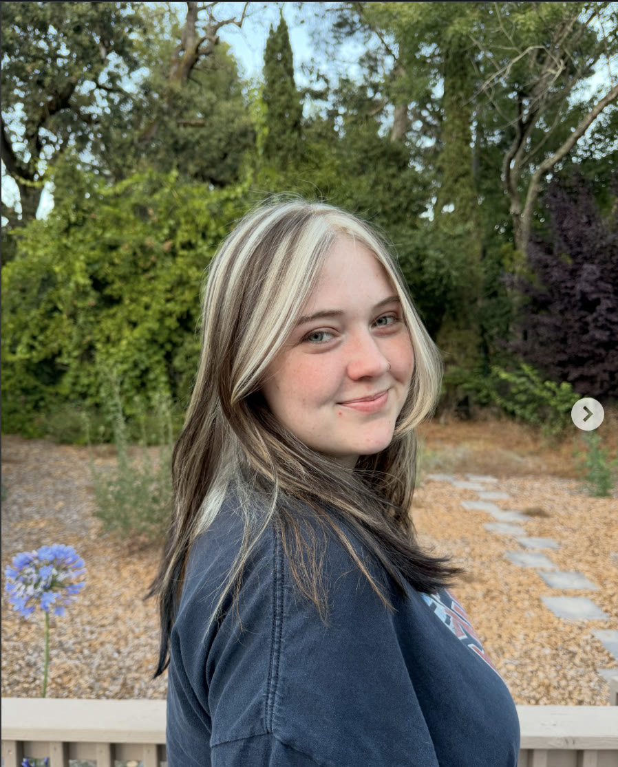 Chunky blonde highlights by Angie, out in the sun